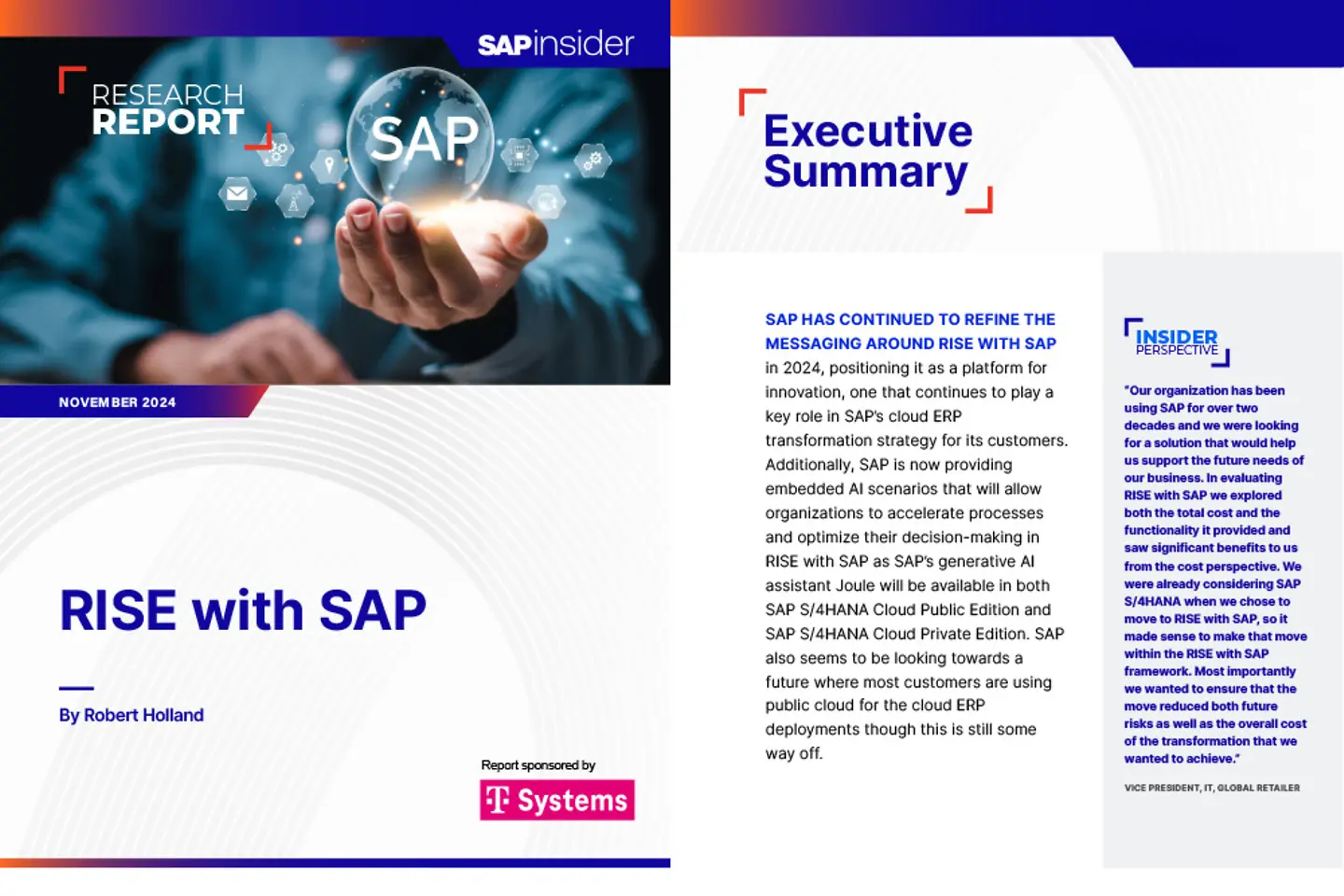 Portada y siguiente página del informe como captura de pantalla: RISE with SAP – Informe de referencia