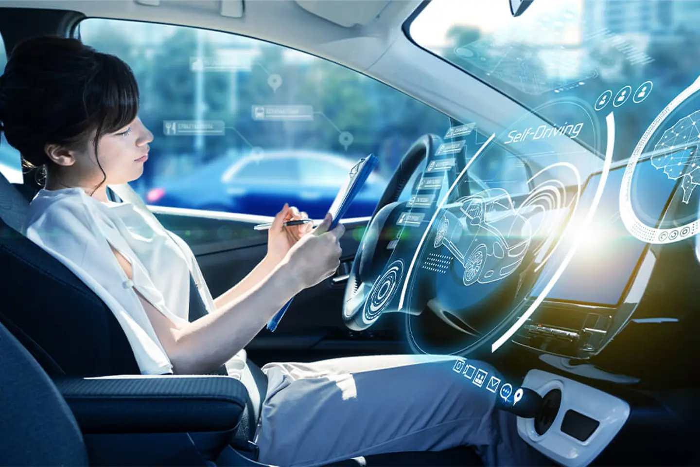 Interior de um carro autônomo