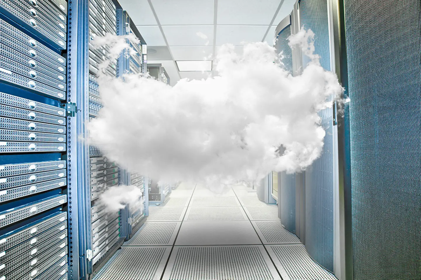 Cloudanimatie in een serverruimte