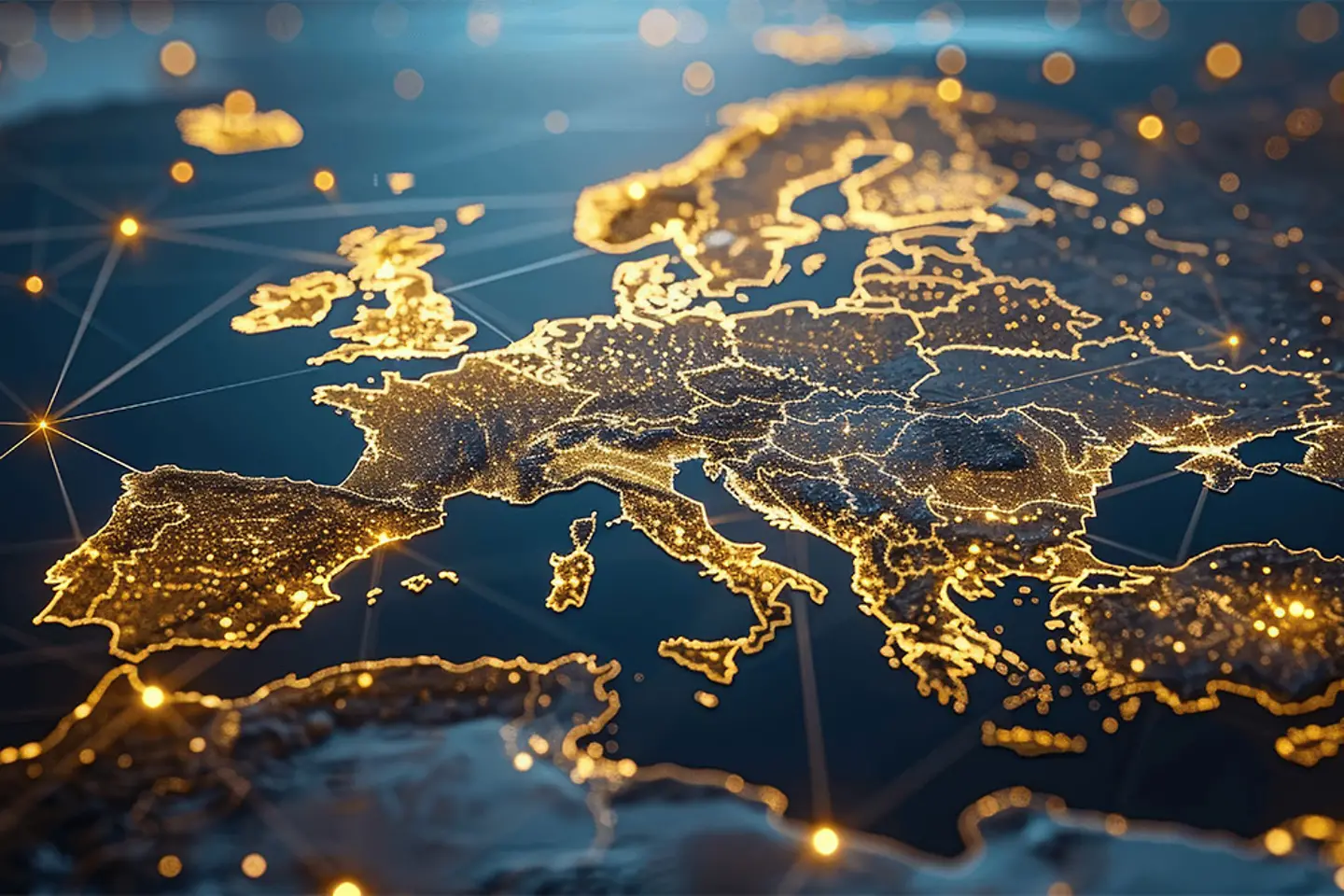 A view on europe during the night showing light polution - AI generated