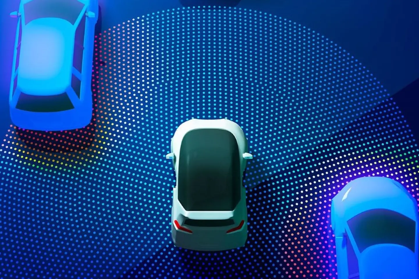 Digitaal beeld van auto's op een blauwe achtergrond