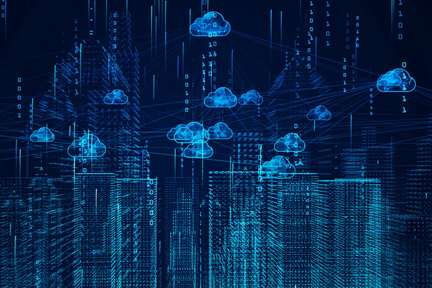 Dynamische Grafik: Smart City mit Cloud Computing und künstlicher Intelligenz