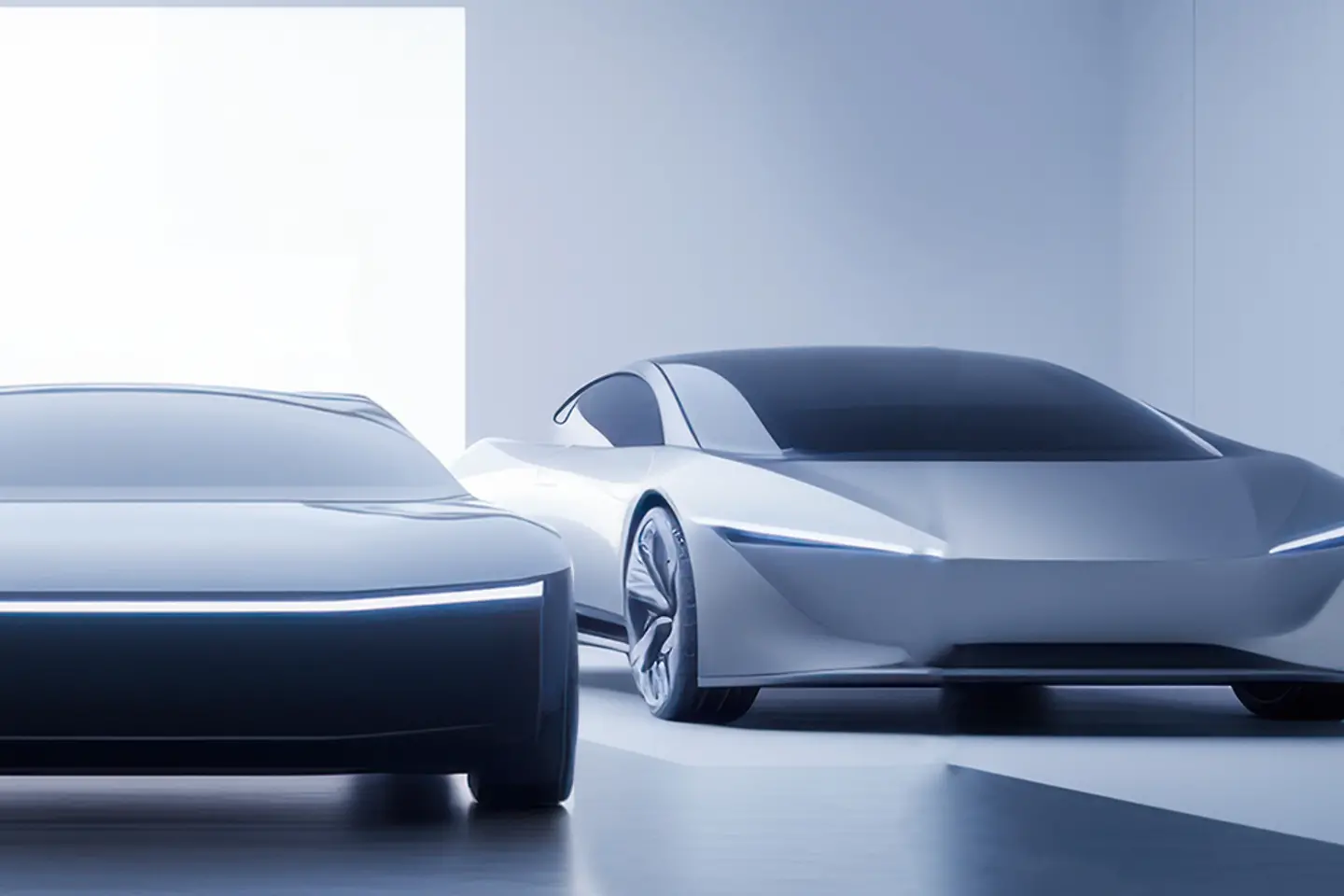 Imagem gerada por IA - Carros futuristas em uma concessionária de automóveis