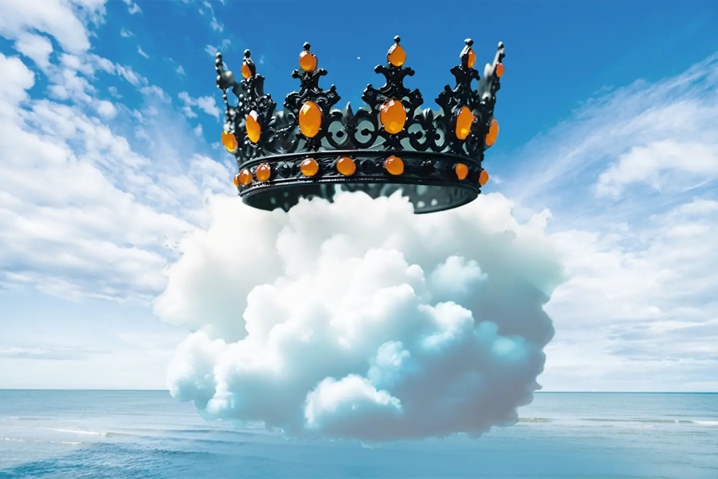 AI-generated image - A crown with orange gems in the clouds