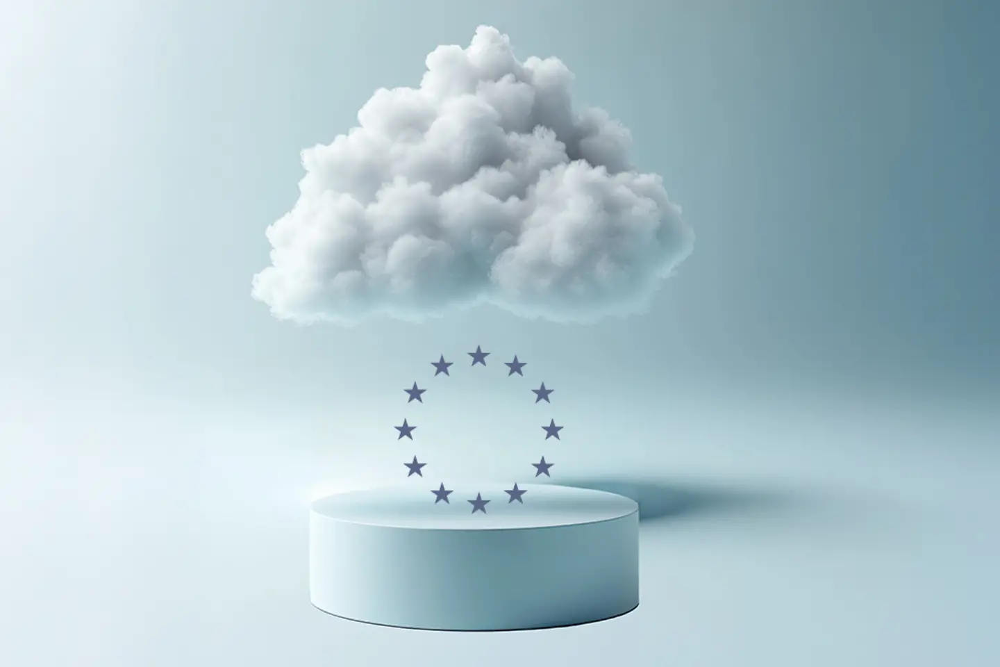 KI-generiertes Bild - White cloud above the EU ring of stars, AI generated image