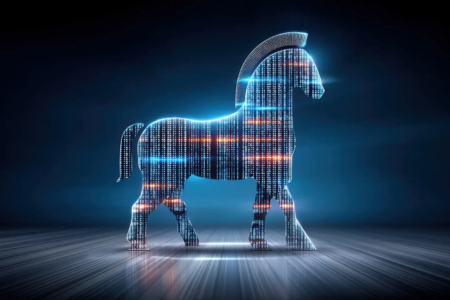 Phishing concept cybersecurity trojan horse digital code data breach network threat malware illusion