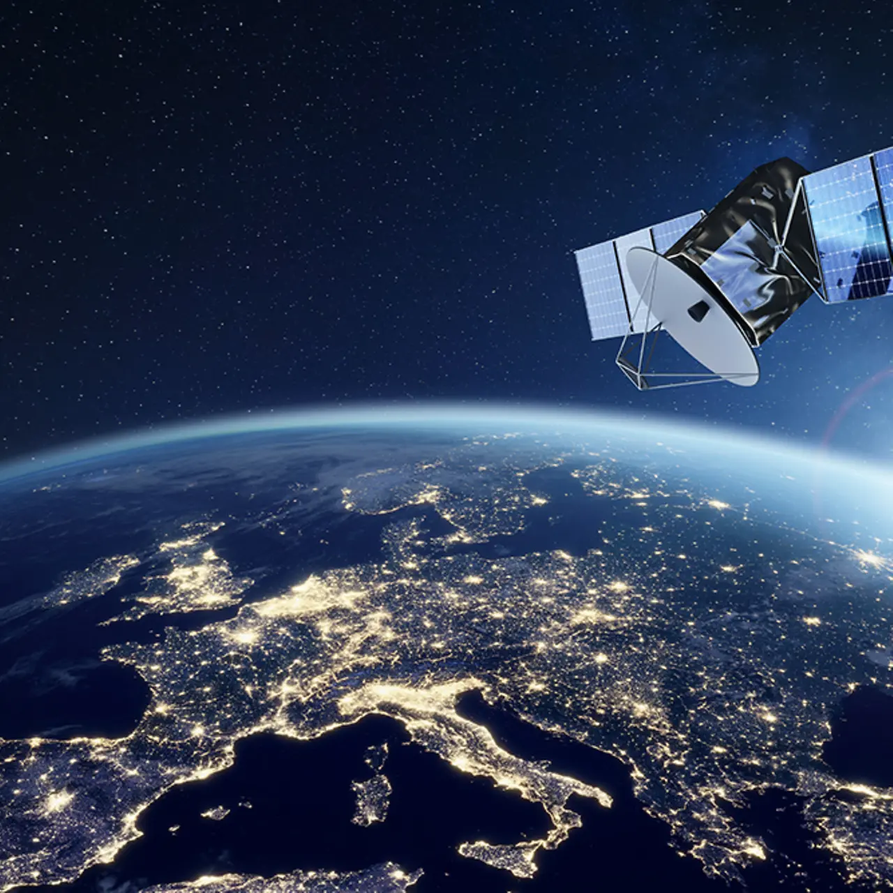 A satellite orbiting Earth