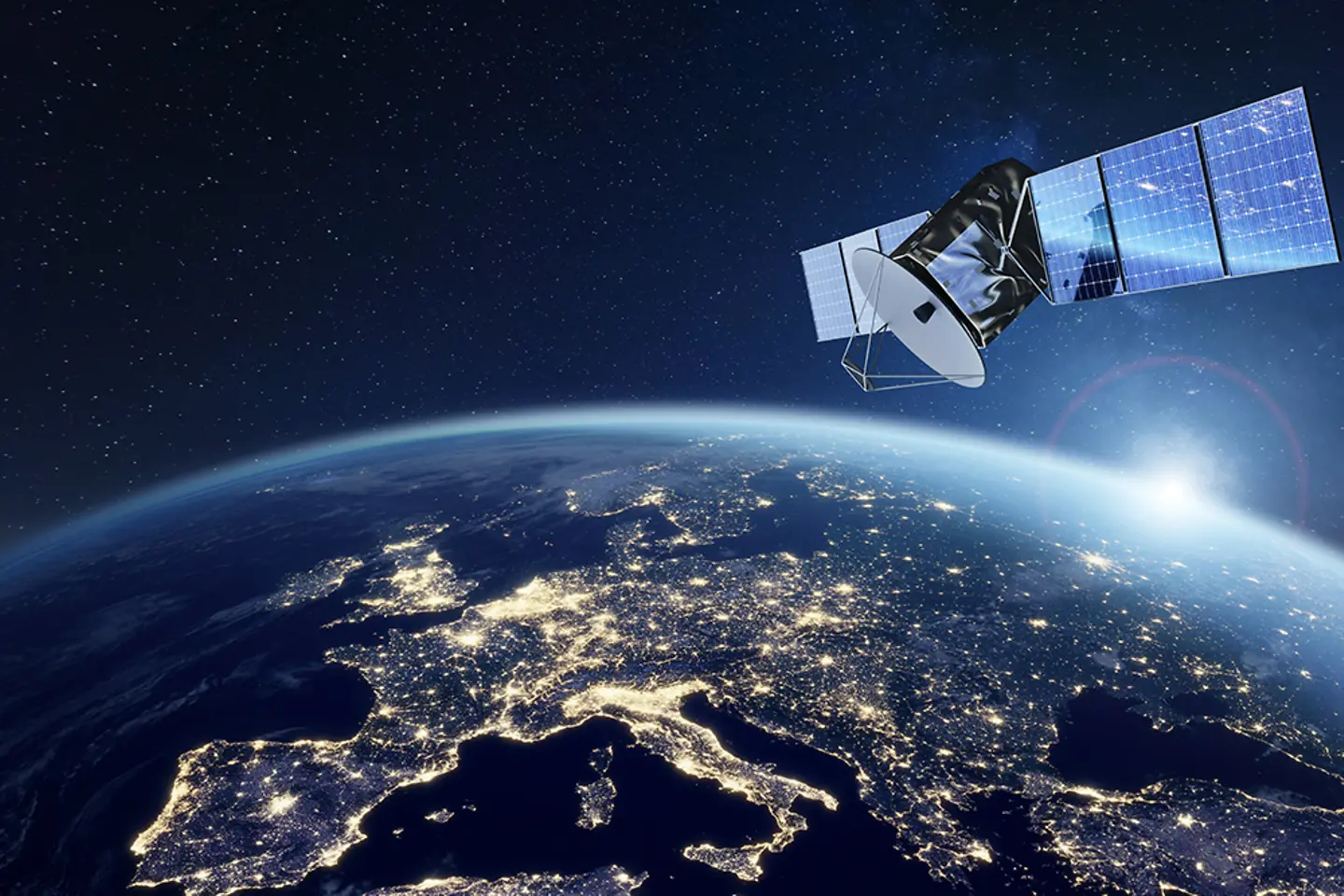 A satellite orbiting Earth