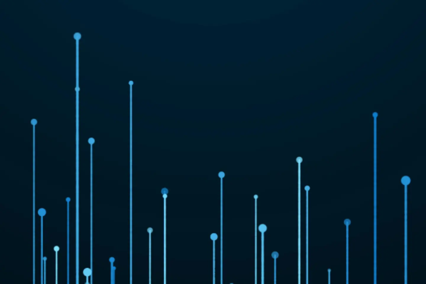 Blue lines with a circle at the top moving from the bottom of the sceen upwards infront of a dark background 