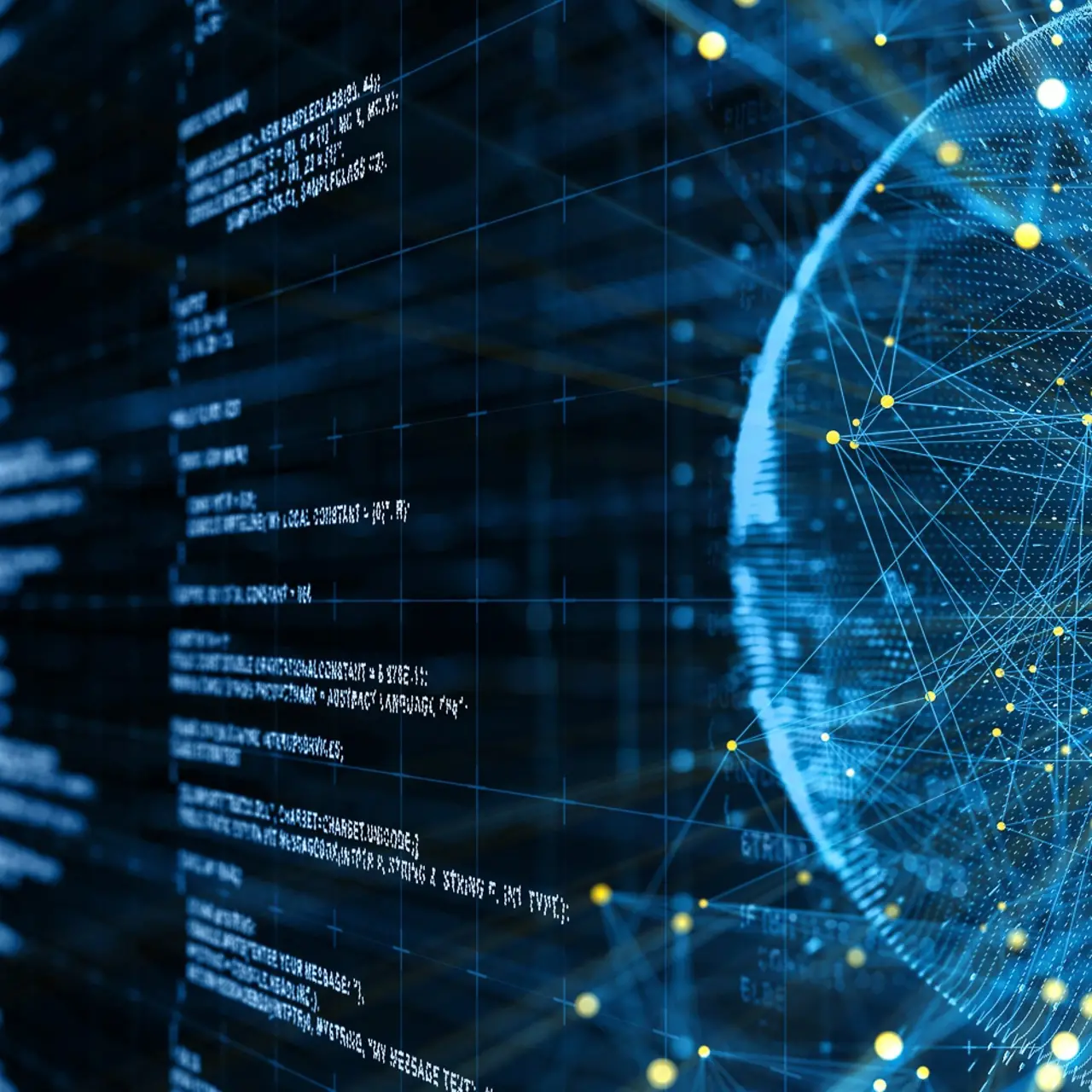 Ringförmiges Datennetz kombiniert mit Datensätzen.