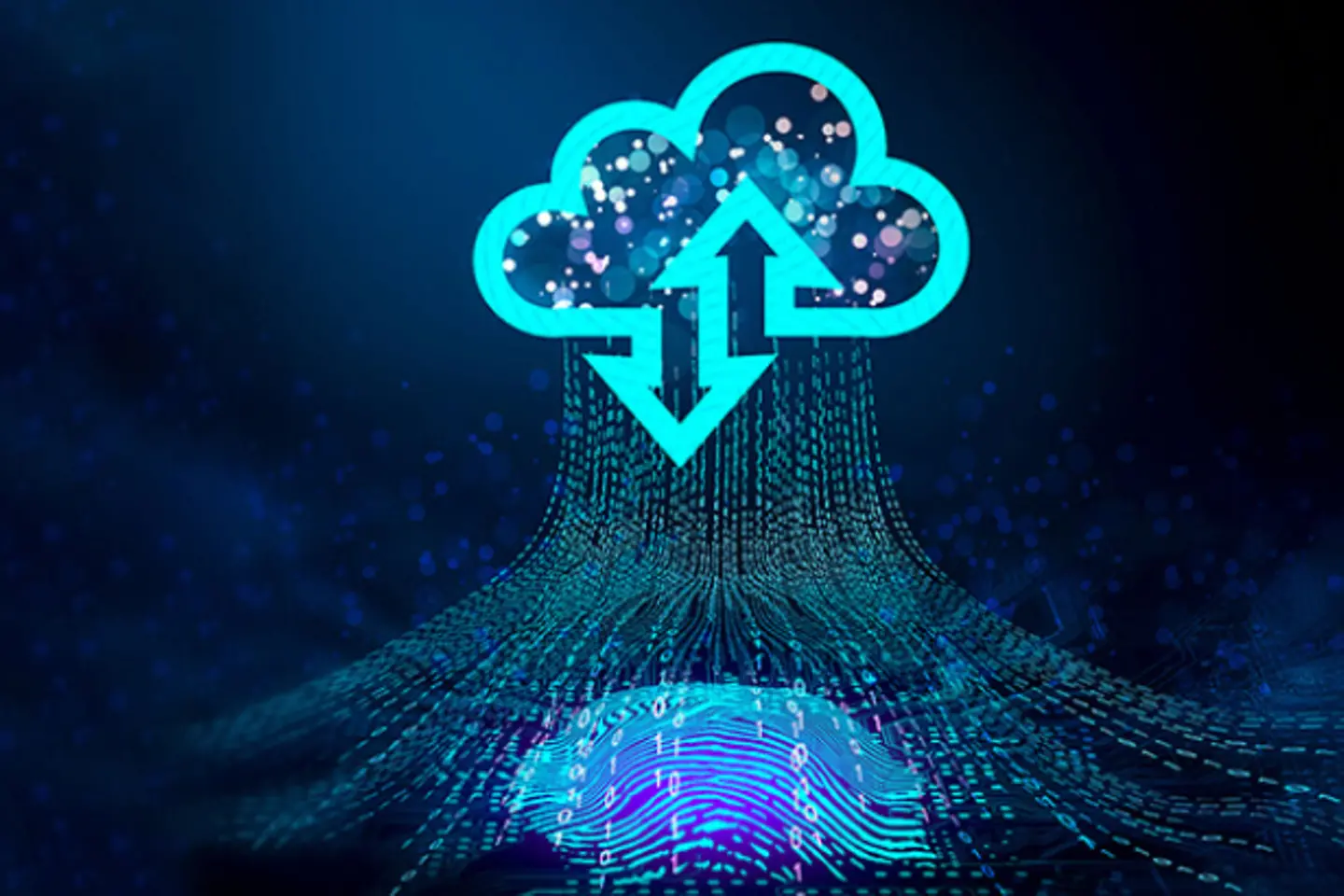 Digitale, blaue Wolke auf der rechten Seite